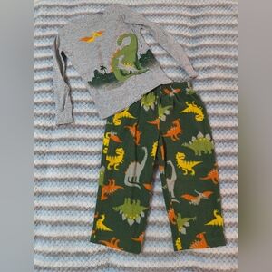 Carter's Dinosaur Pajama Set Gray Green Matching Set 2t